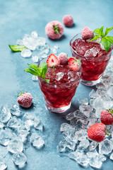 Poster - cocktail with frozen strawberry