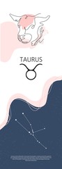 zodiac background. constellation taurus. one line. minimalistic graphics
