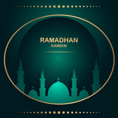 Sticker - RAMADAN KAREEM OR RAMADAN MUBARAK. Template for card for the celebration of the Muslim community festival