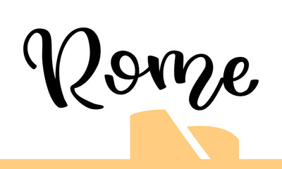 Sticker - Hand lettering Rome with Roman Colosseum