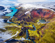 Volcanic Crater in the Highlands of Iceland Aerial