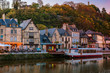 The picturesque medieval port of Dinan on the Rance Estuary, Brittany,France.The medieval city of Dinan in the setting sun, a popular tourist spot in France