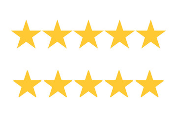 Wall Mural - five yellow star icon golden review vector