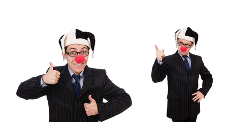 Sticker - Clown businessman isolated on white