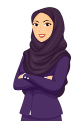 Sticker - Girl Office Attire Woman Qatar Illustration