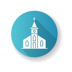 Catholic church blue flat design long shadow glyph icon