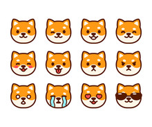Cute Shiba Inu Emoji Set