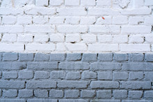 Brick Wall Texture. The Brick Wall Is Painted With White And Gray Paint.