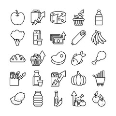 Wall Mural - bundle of commodity basket icons