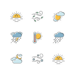 Sticker - Weather forecast RGB color icons set