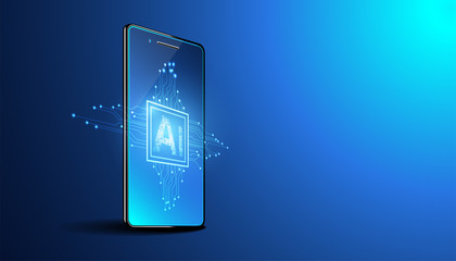 Wall Mural - abstract technology ai computing and smartphone concept working data of artificial intelligence and 