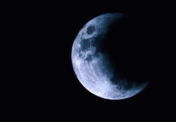 Wall Mural - moon in space, half part of moon with eclipse