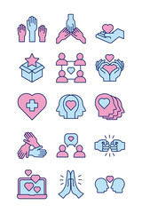 Sticker - bundle of charity and solidarity icons