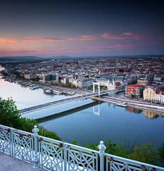 Sticker - Sunset over Budapest with Elisabeth Bridge