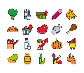 Poster - bundle of commodity basket icons