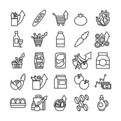 Wall Mural - bundle of commodity basket icons