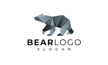 Origami Bear Logo. Geometrical Abstract Black Bear Vector Logo. Paper Outdoor Grizzly Bear Logo.