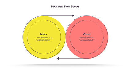 Business infographics. Timeline with 2 steps, options. Vector template.