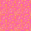 Illustrated abstract seamless pink pattern with yellow elements
