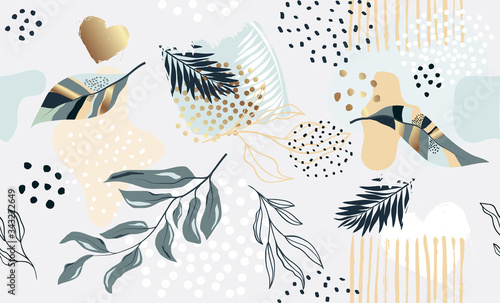 Seamless exotic pattern with plants. Vector tropical