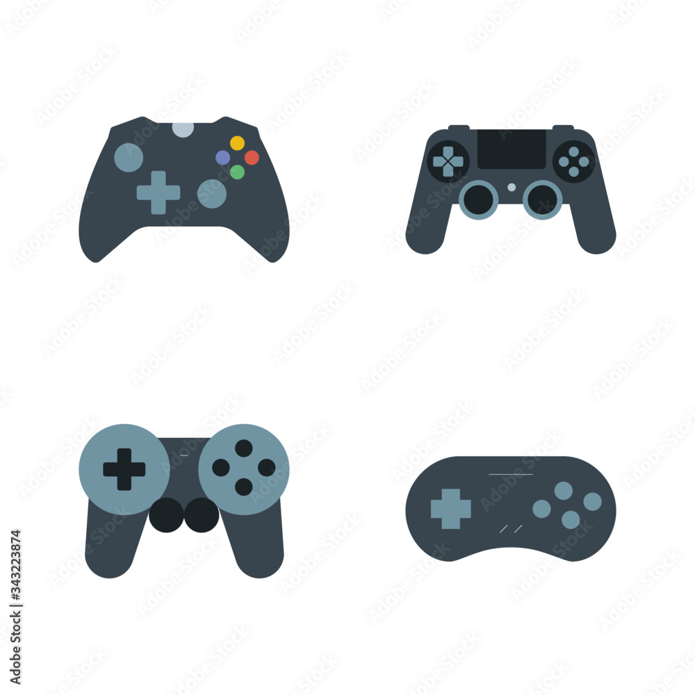 Gamepads and joysticks icons isolated on white background. Console for ...