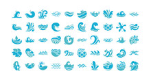Bundle Of Waves Ocean Set Icons