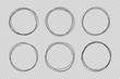 © kokoshka - Set of hand drawn circle line sketch set. Doodle vector circular scribble round circles for message note mark design element. Pencil or pen graffiti bubble or ball draft illustration.