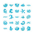 bundle of waves ocean set icons