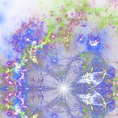 Wall Mural - light blue fractal flower, digital artwork for creative graphic design