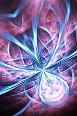 Wall Mural - soft feathery pink and blue fractal flower, digital artwork for creative graphic design