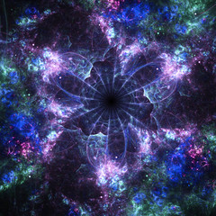 Wall Mural - dark purple fractal flower, digital artwork for creative graphic design
