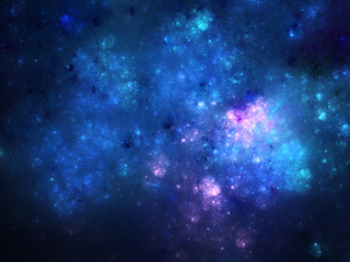 Wall Mural - dark blue fractal starry night, digital artwork for creative graphic design