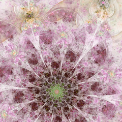 Wall Mural - faded brown fractal flower, digital artwork for creative graphic design