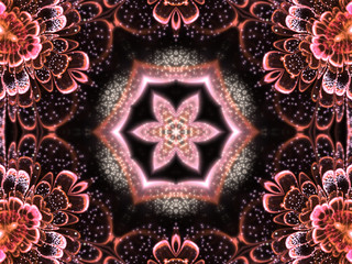 Wall Mural - pink fractal flower with pollen, digital artwork for creative gr