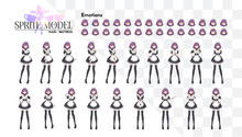 Sprite Full Length Character For Game Visual Novel. Anime Manga Girl, Cartoon Character In Japanese Style. Costume Of Maid Cafe. Set Of Emotions