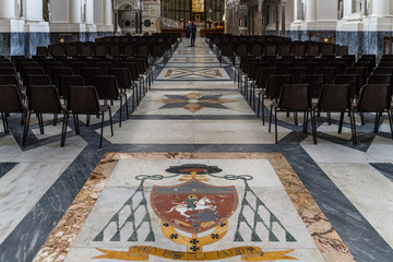 Wall Mural - The nave of  Salerno Cathedral (Duomo di Salerno) with coat of arms on the floor, Campania, Italy