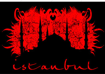 Istanbul city skyline print embroidery graphic design vector art