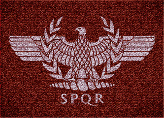 Wall Mural - Image of roman eagle on fabric texture