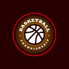 Wall Mural - Modern professional Typography basketball sport retro style vector emblem and template logo design. Funny greetings for clothes, card, badge, icon, postcard, banner, tag, stickers, print