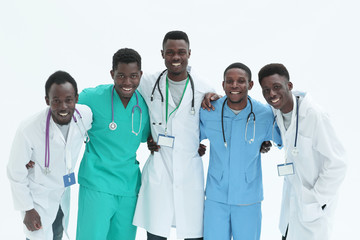 Wall Mural - multinational group of doctors and interns standing together.