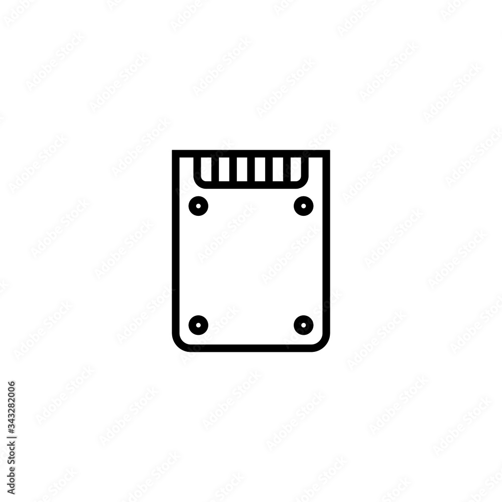 Outline solid state disk icon, SSD symbol in outline style on white ...