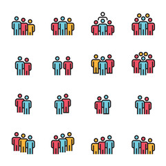 Poster - People Icons Line work group Team Vector