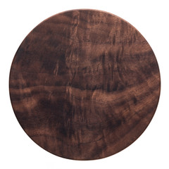 Canvas Print - Handmade black walnut round wooden chopping board. Walnut round wooden pallet. Black walnut wood plank texture background.
