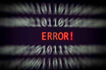 Error message on display screen technology binary code number data alert computer network system problem error software concept
