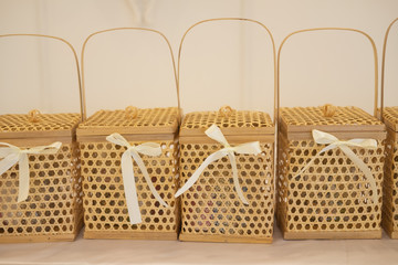 Basket offering to monks in Buddhist merit of Thai