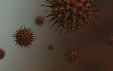 Wall Mural - an outbreak occurs in wuhan, china. 3d virus.