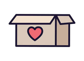 Wall Mural - cardboard box with heart, symbol of donation and charity