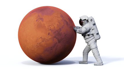 Wall Mural - astronaut and planet mars, world of the solar system