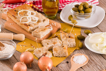 Genoese focaccia flatbread.
