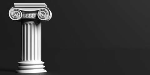 Poster - Marble pillar column classic greek against black background. 3d illustration